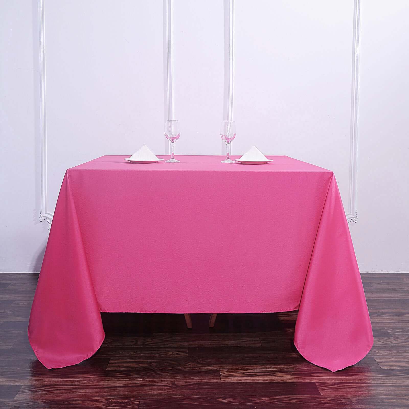 Polyester Square 90"x90" Tablecloth Fuchsia - Wrinkle-Resistant & Durable Table Cover