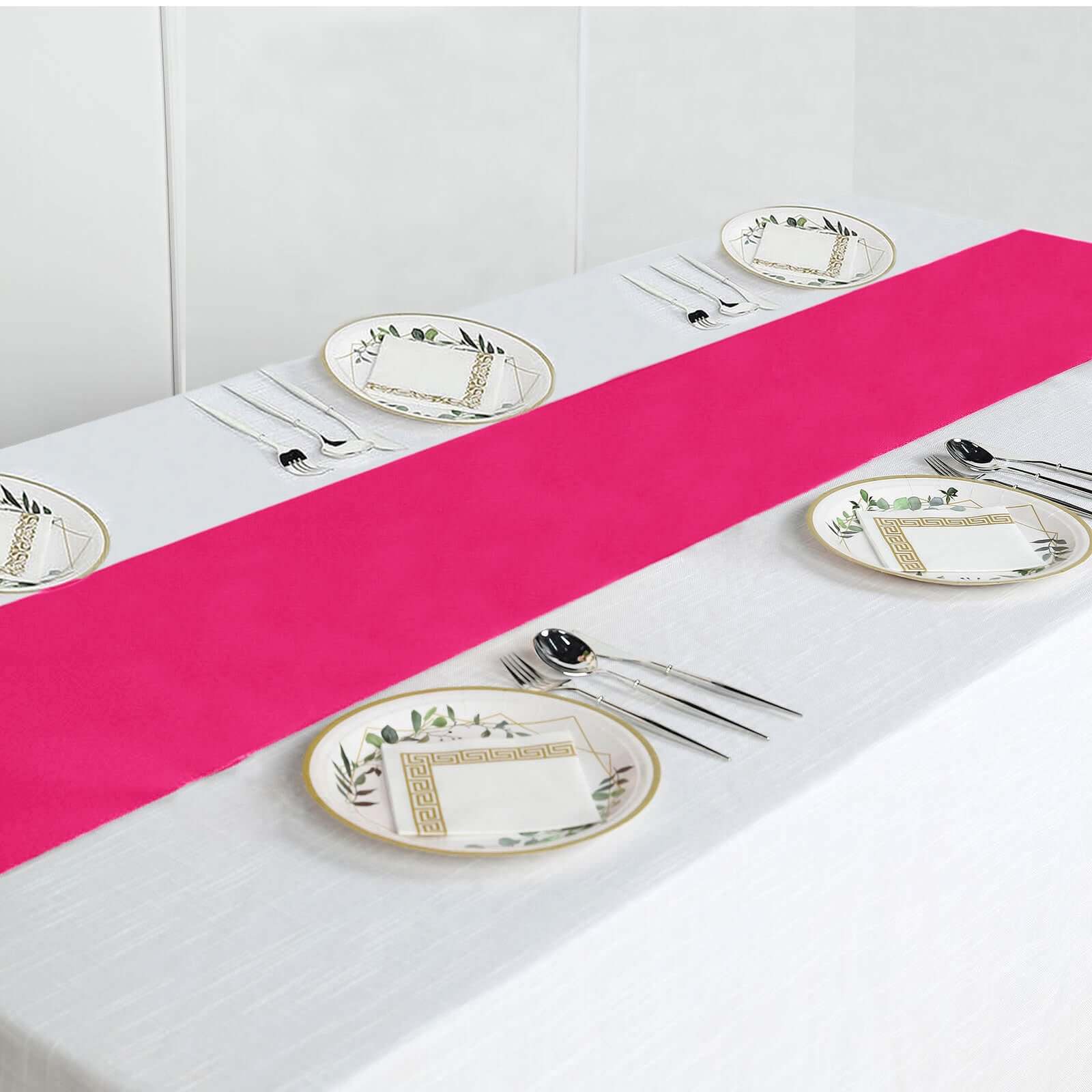 Polyester 12"x108" Table Runner Fuchsia - Durable & Wrinkle-Resistant Table Decor