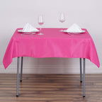 Polyester 54"x54" Table Overlay Square Tablecloth Fuchsia - Wrinkle-Resistant & Durable Table Cover
