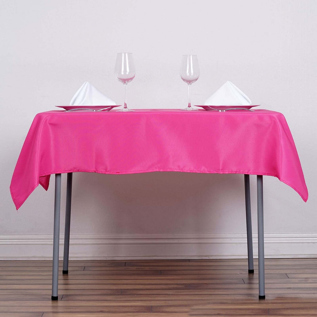 Polyester 54"x54" Table Overlay Square Tablecloth Fuchsia - Wrinkle-Resistant & Durable Table Cover