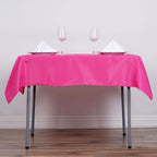 Polyester 54"x54" Table Overlay Square Tablecloth Fuchsia - Wrinkle-Resistant & Durable Table Cover