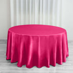 Satin 120" Round Tablecloth Fuchsia - Stylish Seamless Table Cover
