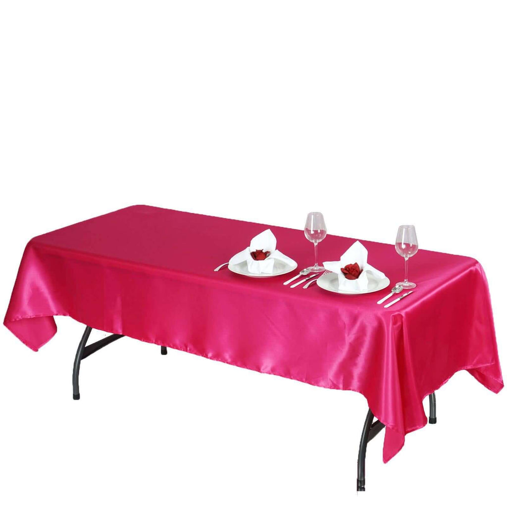 Satin Rectangular 60"x102" Tablecloth Fuchsia - Smooth and Lustrous Table Cover