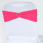5 Pack Stretch Spandex Chair Sashes Fuchsia - Fitted Finish Two Ply Heavy Duty Chair Bands 5"x12"