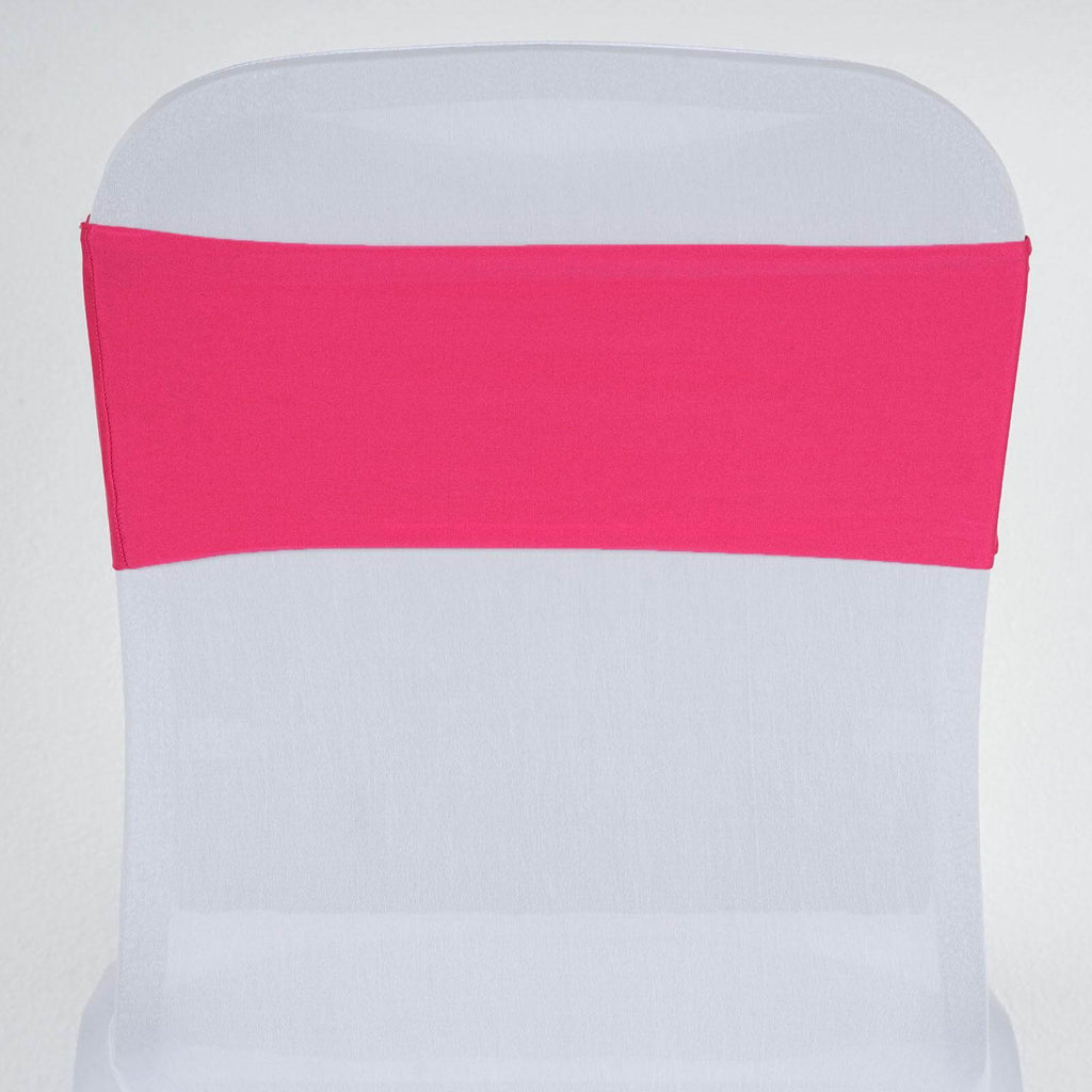 5 Pack Stretch Spandex Chair Sashes Fuchsia - Fitted Finish Two Ply Heavy Duty Chair Bands 5"x12"