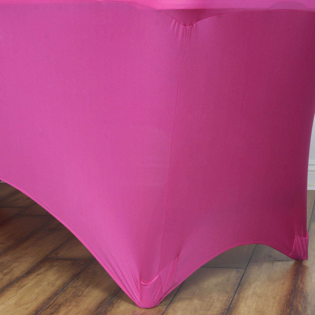 Stretch Spandex 6ft Rectangle Tablecloth Fuchsia - Durable Form-Fitting Table Cover