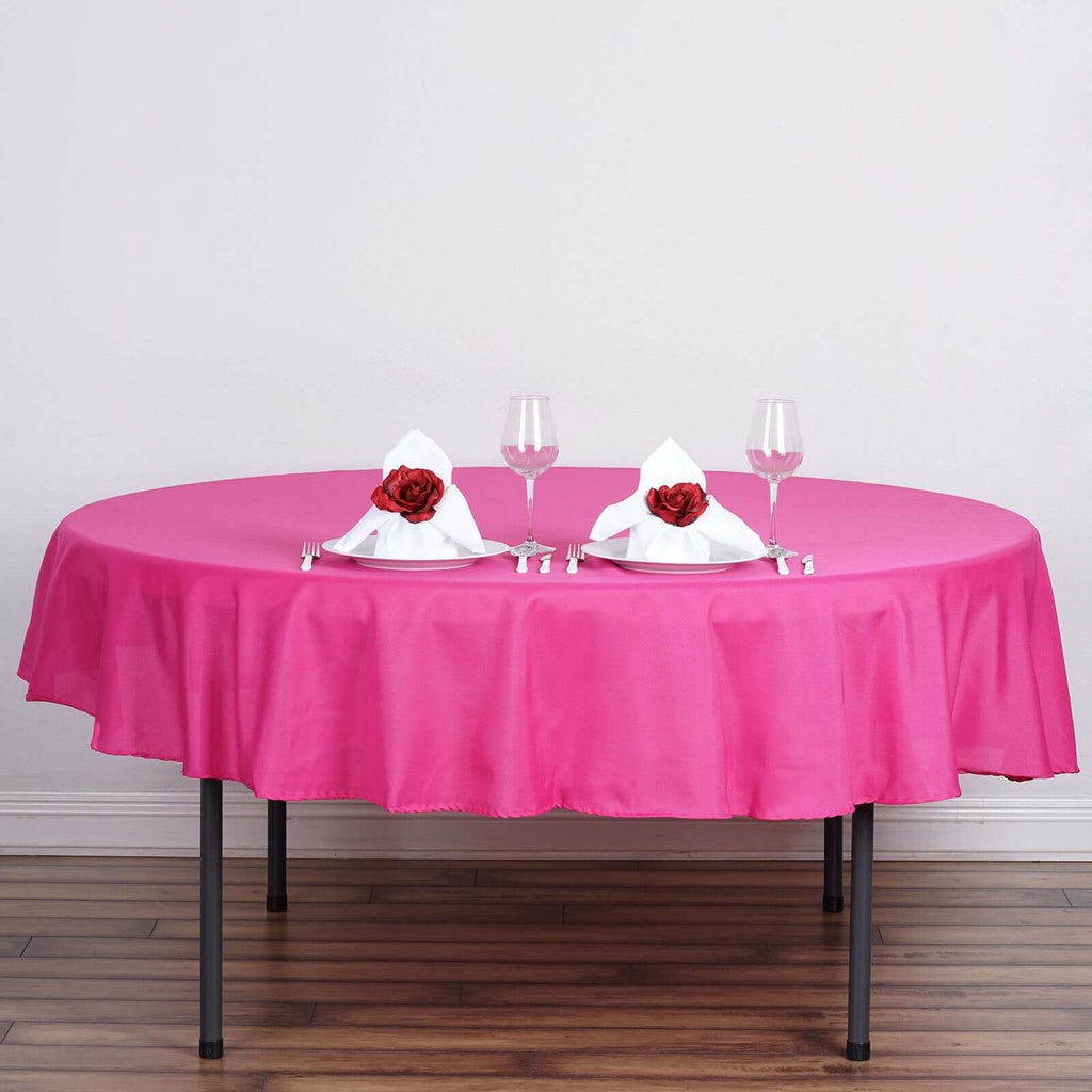 Polyester 90" Round Tablecloth Fuchsia - Stain & Wrinkle-Resistant Table Cover