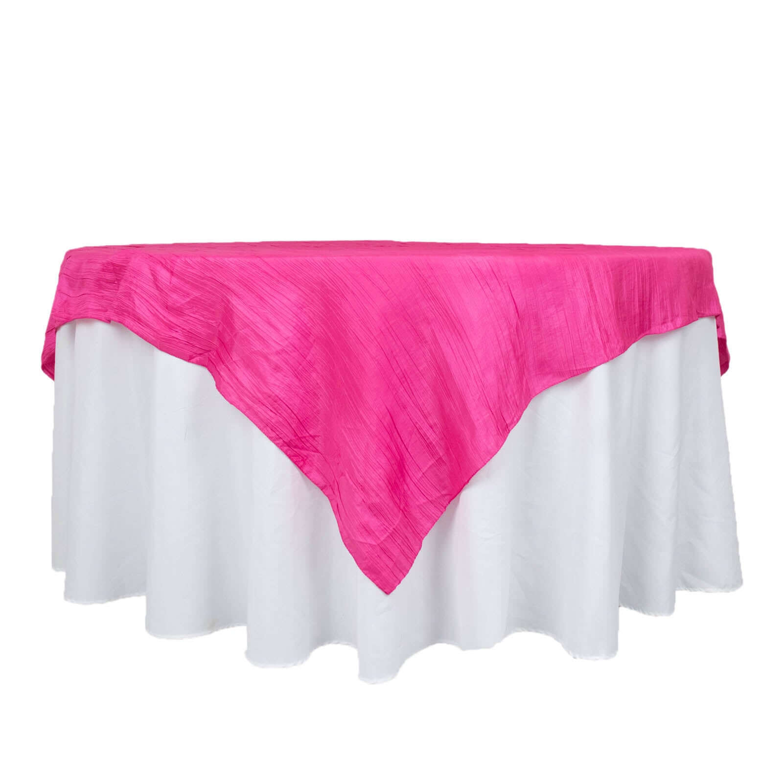 Taffeta 72"x72" Table Overlay Square Tablecloth Fuchsia - Accordion Crinkle Table Cover