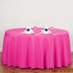 Polyester 132" Round Tablecloth Fuchsia - Seamless Chic Table Cover