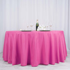 Polyester 132" Round Tablecloth Fuchsia - Seamless Chic Table Cover