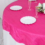 Taffeta 72"x72" Table Overlay Square Tablecloth Fuchsia - Accordion Crinkle Table Cover