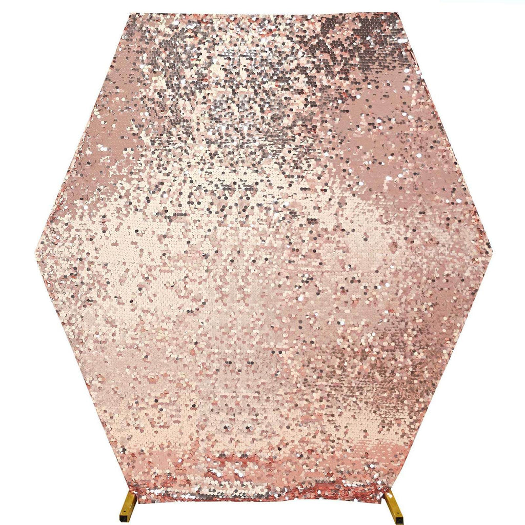 8ftx7ft Rose Gold Big Payette Sequin Sparkly Hexagon Backdrop Stand Cover