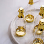 12-Pack Fillable Mini Champagne Bottle Candy Container Clear Gold - Unique Candy Treat Favor Containers 6"