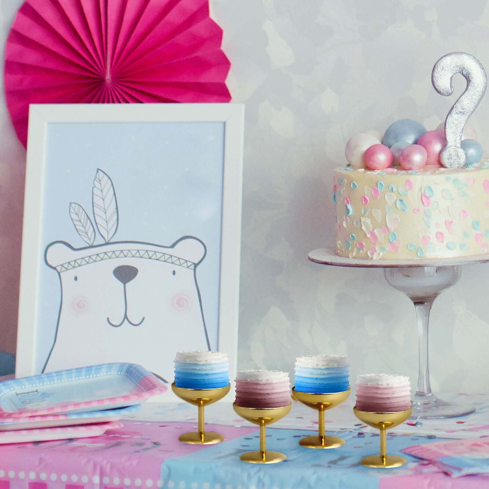 12-Pack Plastic Dessert Cup Candy Dishes Gold - Decorative Mini Pedestal Stands for Treats 2"