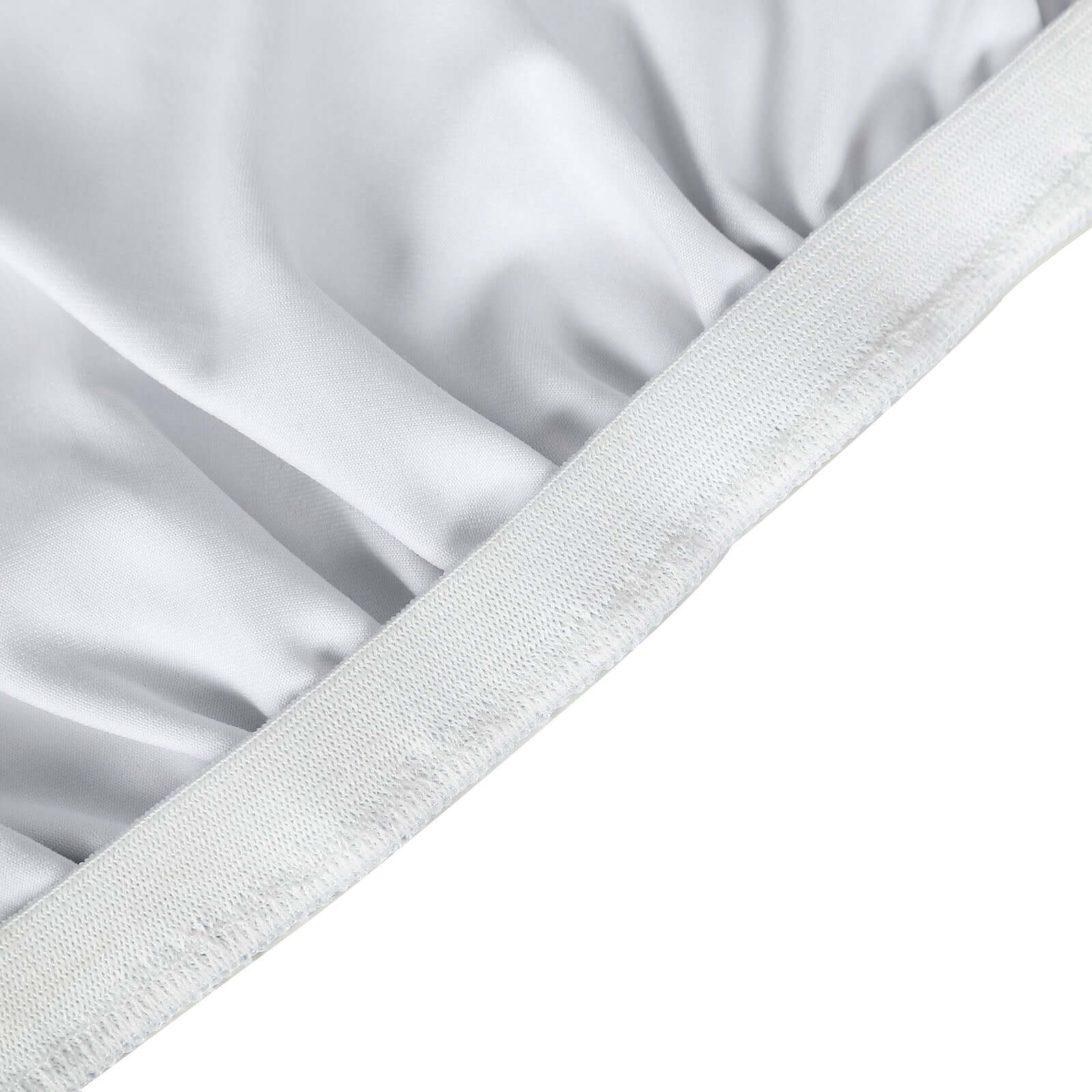 Spandex Cocktail Table Top Cover Fitted Metallic Silver - Stretchy & Wrinkle Free Topper