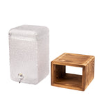 Gallon Clear Hammered Glass Beverage Dispenser, Rectangular Juice Jar with Wooden Stand and Lid - Lead - Free Countertop Feature 19" - Bell Racket Store