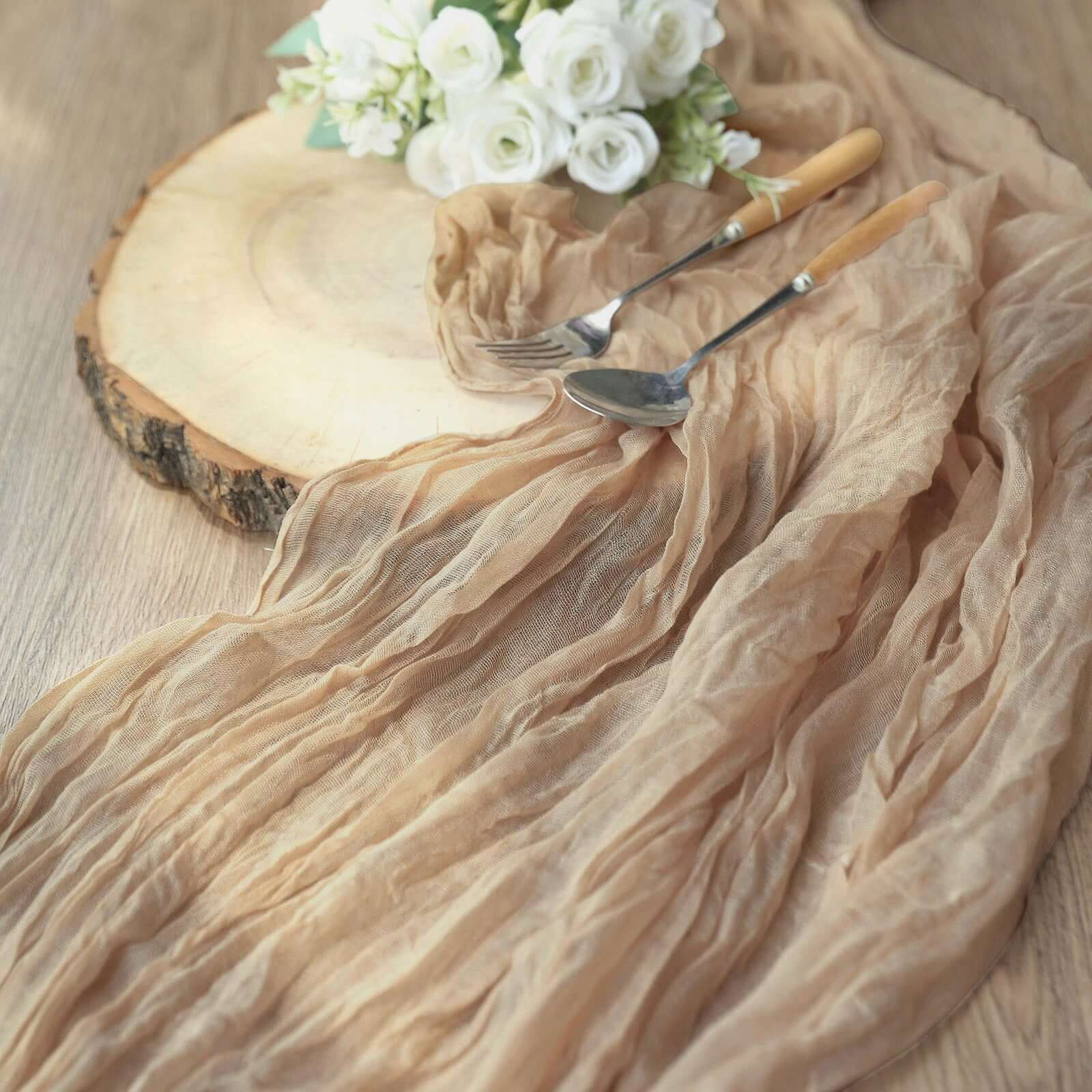 Gauze Cheesecloth 10ft Table Runner Beige - Rustic Boho Style - Bell Racket Store