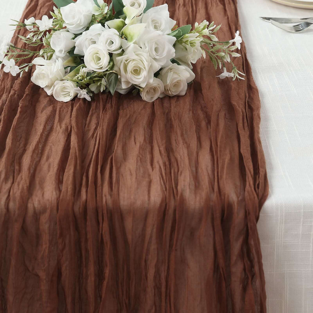 Gauze Cheesecloth 10ft Table Runner Cinnamon Brown - Rustic Boho Style - Bell Racket Store