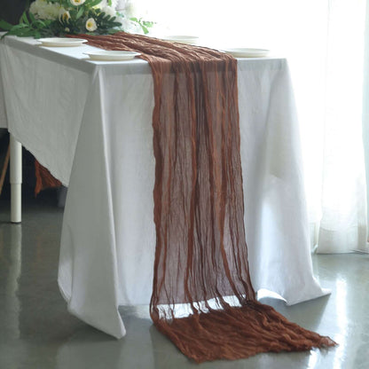 Gauze Cheesecloth 10ft Table Runner Cinnamon Brown - Rustic Boho Style - Bell Racket Store