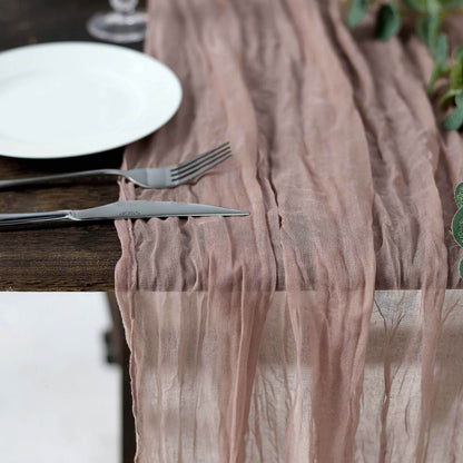 Gauze Cheesecloth 10ft Table Runner Dusty Rose - Rustic Boho Style