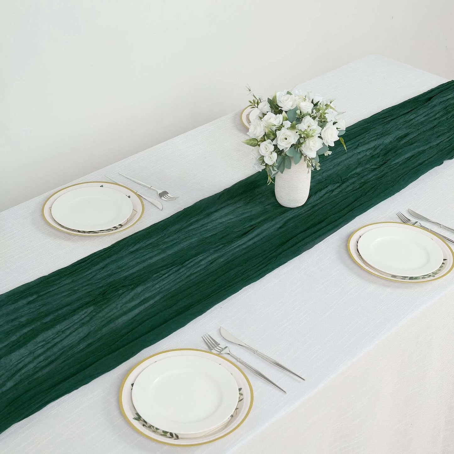 Gauze Cheesecloth 10ft Table Runner Hunter Emerald Green - Rustic Boho Style - Bell Racket Store