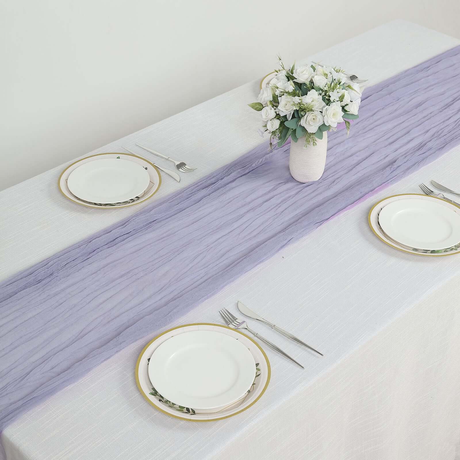 Gauze Cheesecloth 10ft Table Runner Lavender Lilac - Rustic Boho Style - Bell Racket Store