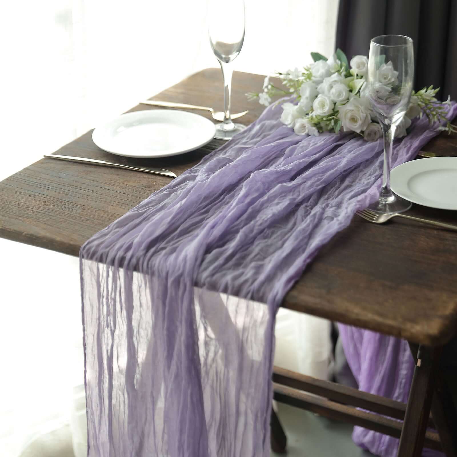 Gauze Cheesecloth 10ft Table Runner Lavender Lilac - Rustic Boho Style - Bell Racket Store
