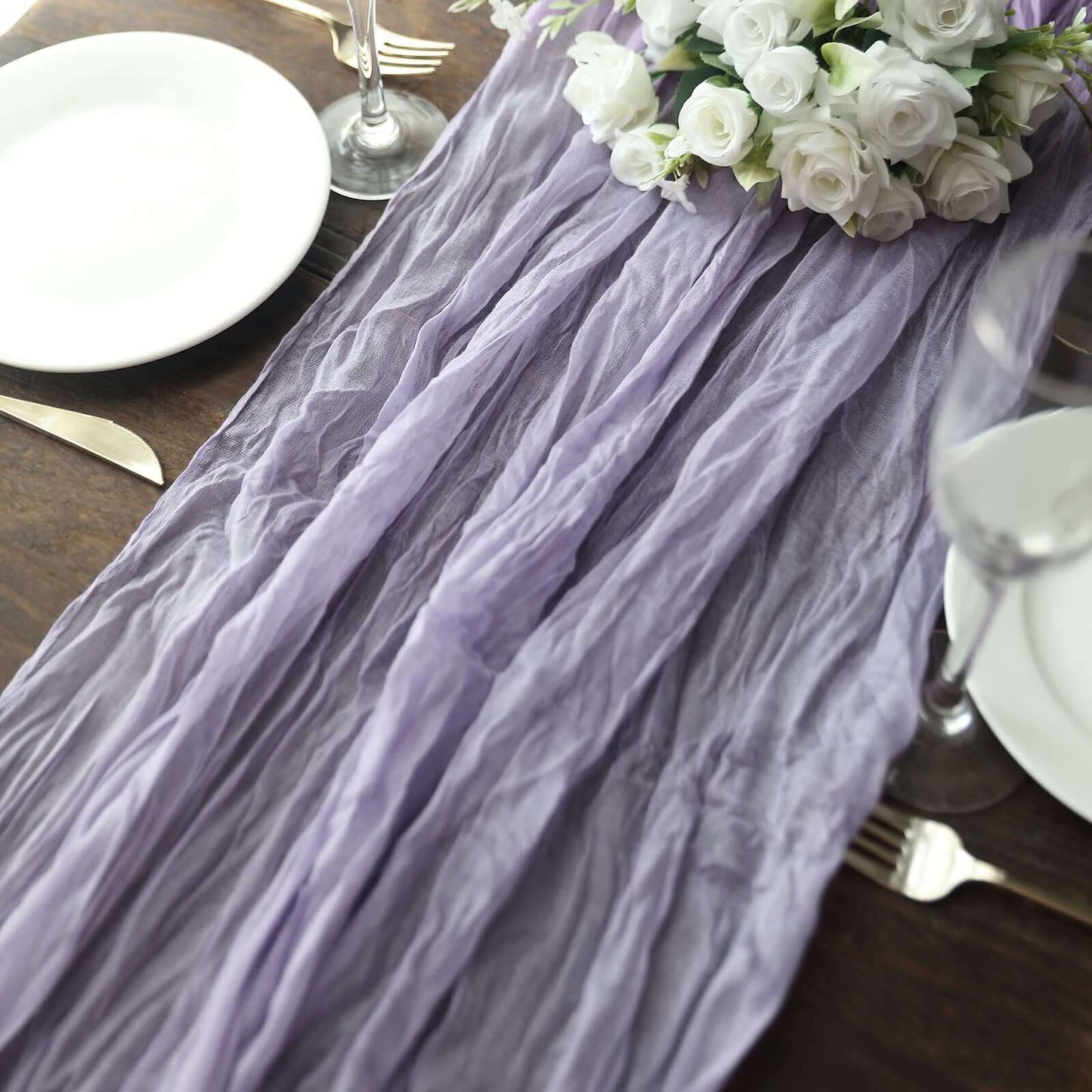 Gauze Cheesecloth 10ft Table Runner Lavender Lilac - Rustic Boho Style - Bell Racket Store