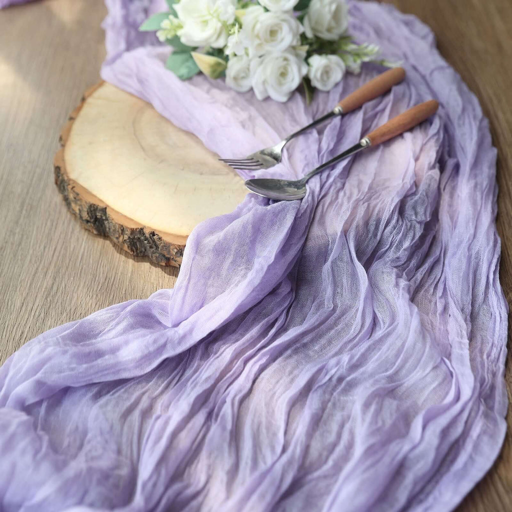 Gauze Cheesecloth 10ft Table Runner Lavender Lilac - Rustic Boho Style - Bell Racket Store