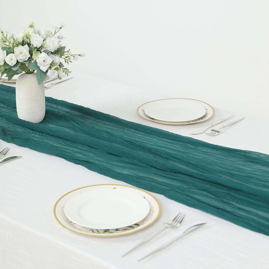 Gauze Cheesecloth 10ft Table Runner Peacock Teal - Rustic Boho Style - Bell Racket Store