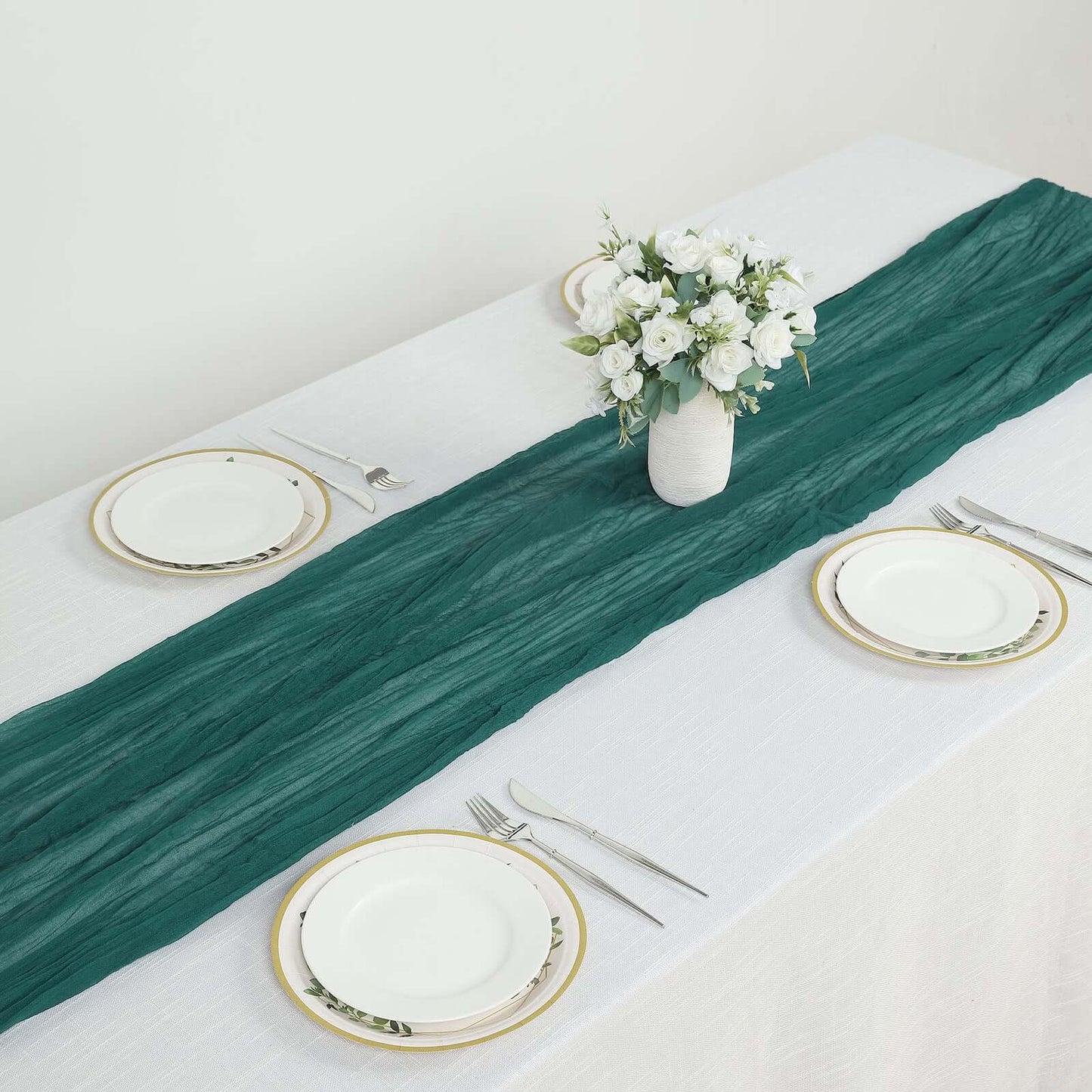 Gauze Cheesecloth 10ft Table Runner Peacock Teal - Rustic Boho Style - Bell Racket Store