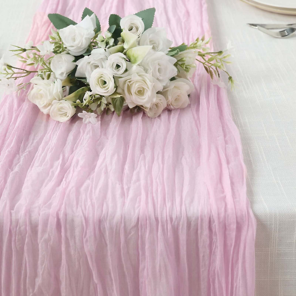 Gauze Cheesecloth 10ft Table Runner Pink - Rustic Boho Style - Bell Racket Store