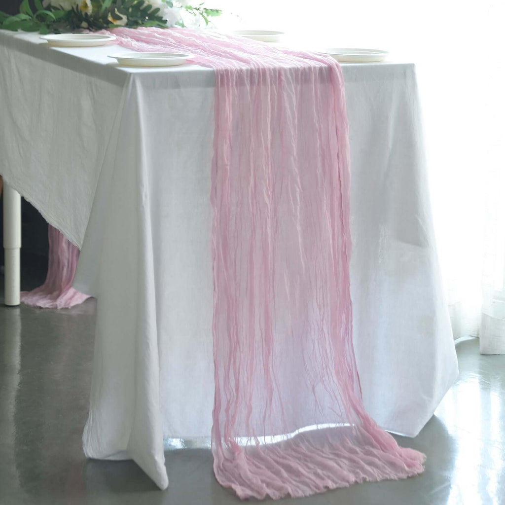 Gauze Cheesecloth 10ft Table Runner Pink - Rustic Boho Style - Bell Racket Store