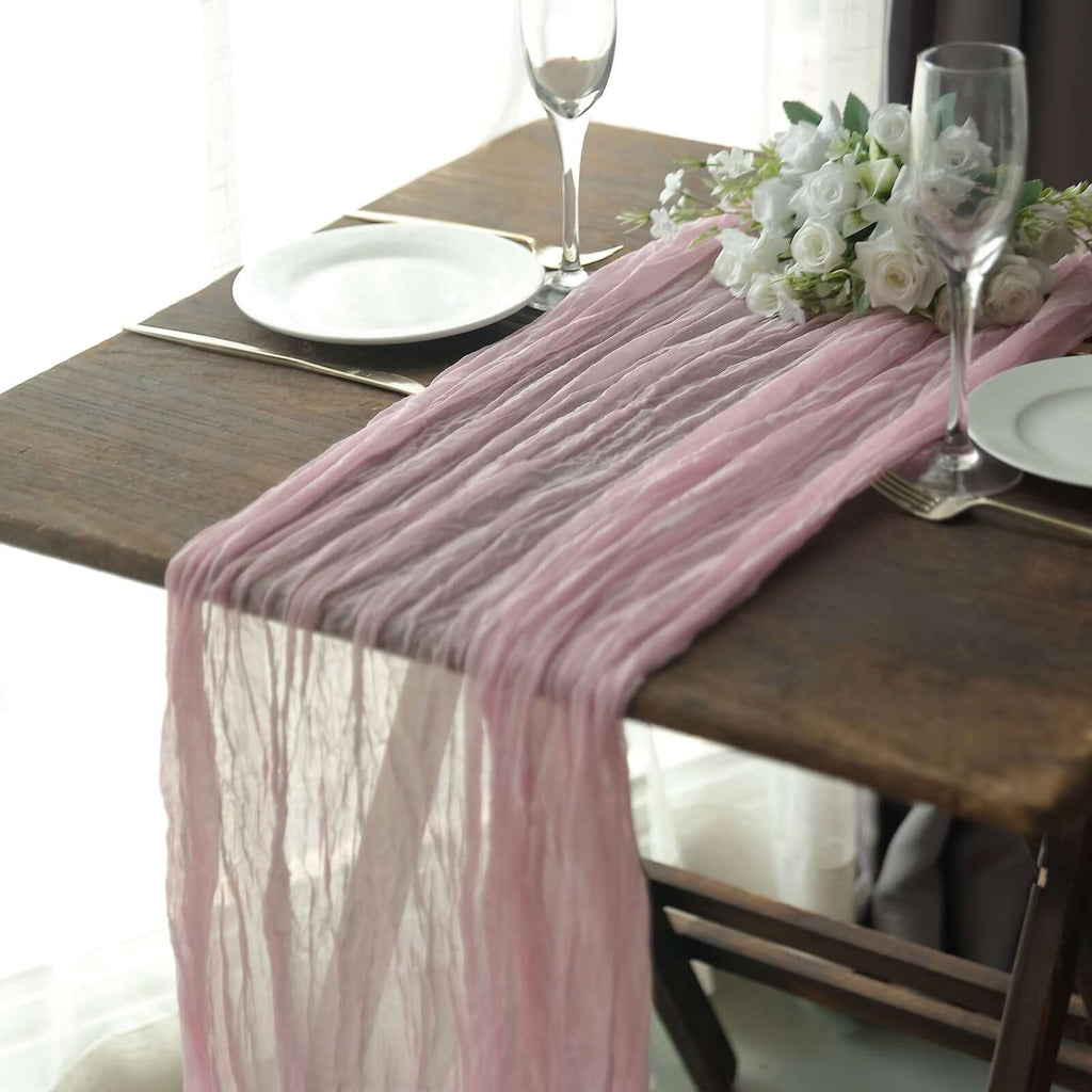 Gauze Cheesecloth 10ft Table Runner Pink - Rustic Boho Style - Bell Racket Store