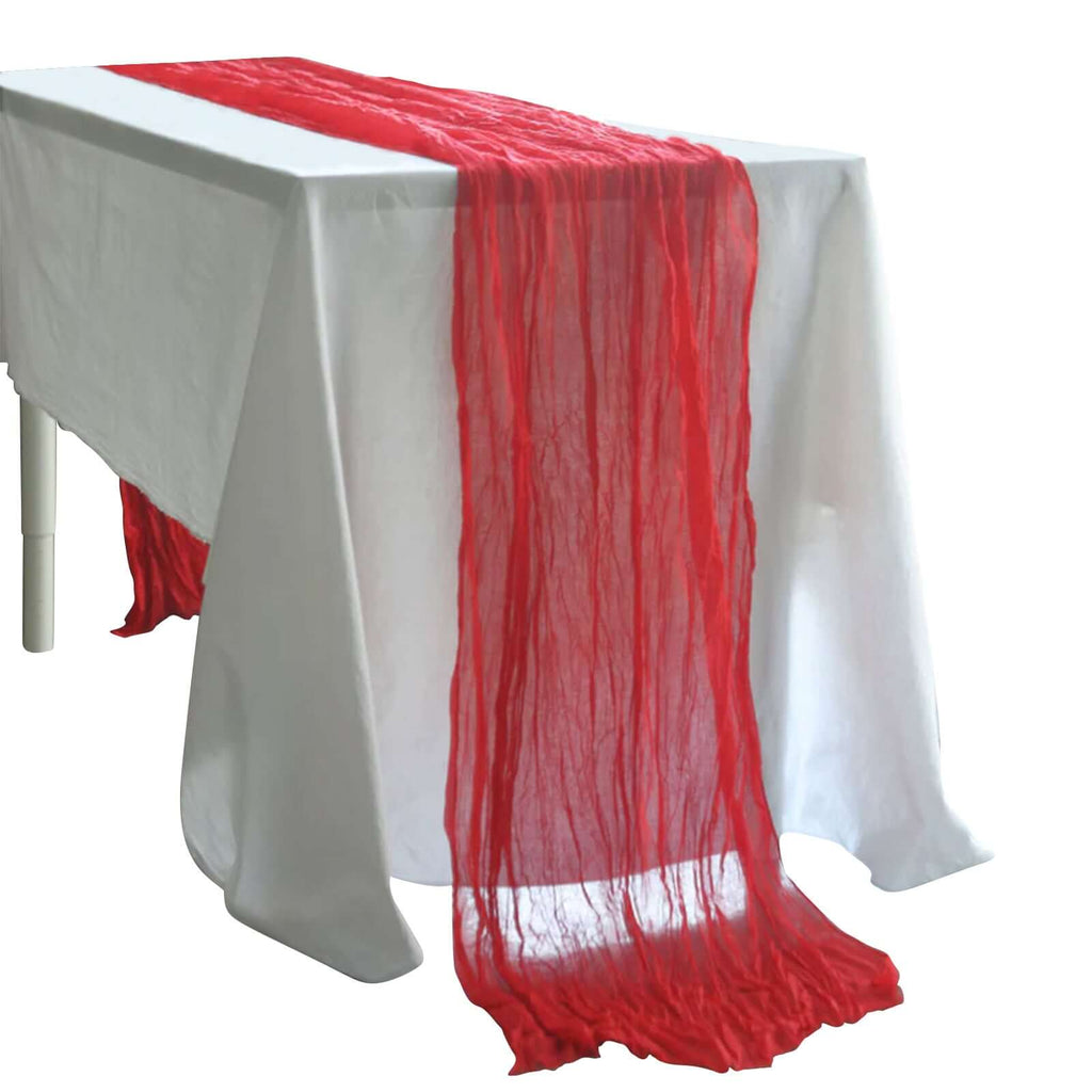 Gauze Cheesecloth 10ft Table Runner Red - Rustic Boho Style - Bell Racket Store