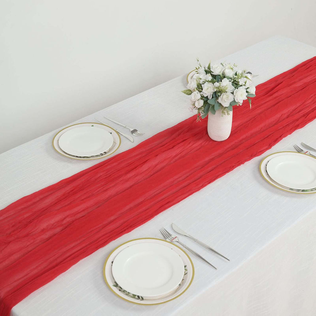 Gauze Cheesecloth 10ft Table Runner Red - Rustic Boho Style - Bell Racket Store