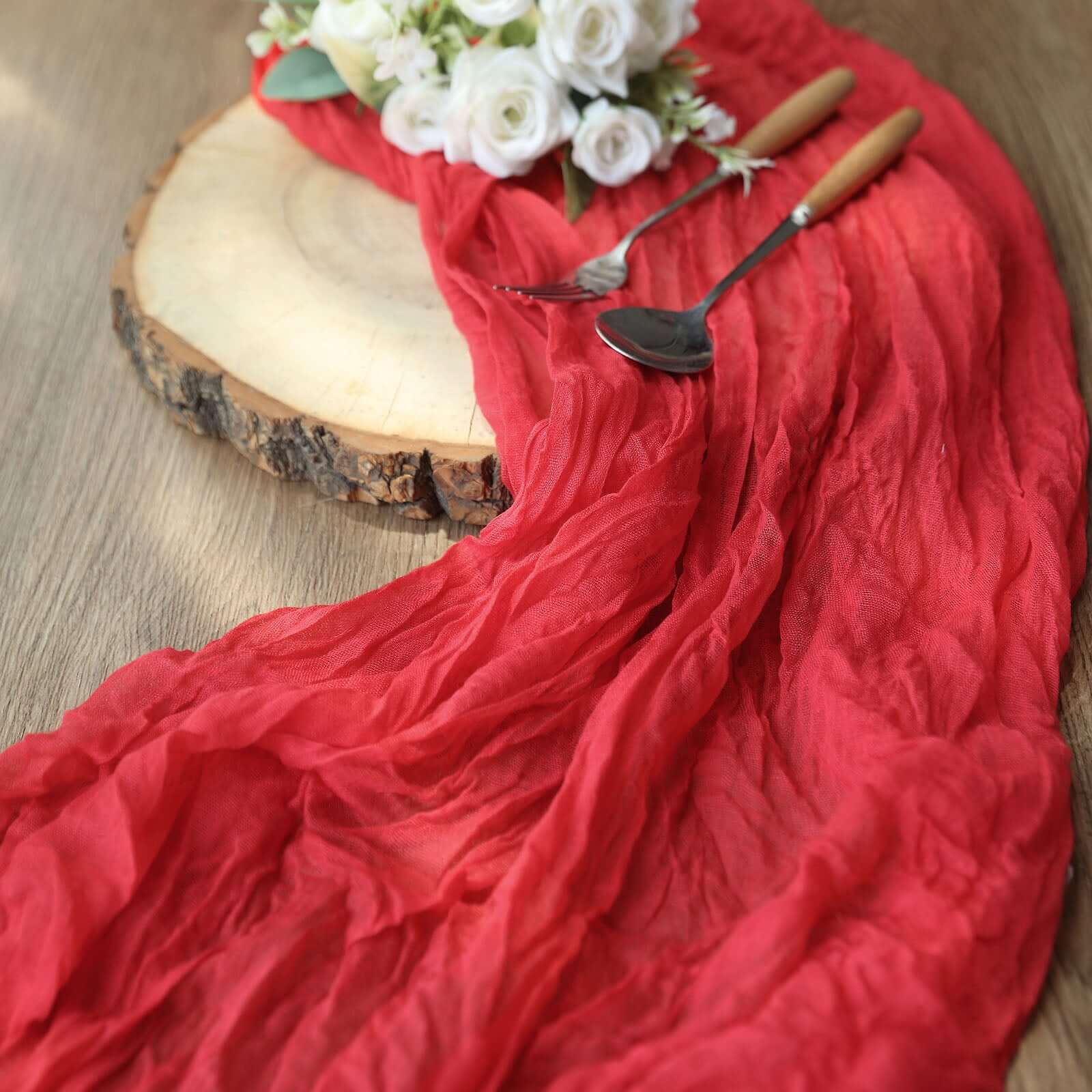 Gauze Cheesecloth 10ft Table Runner Red - Rustic Boho Style - Bell Racket Store