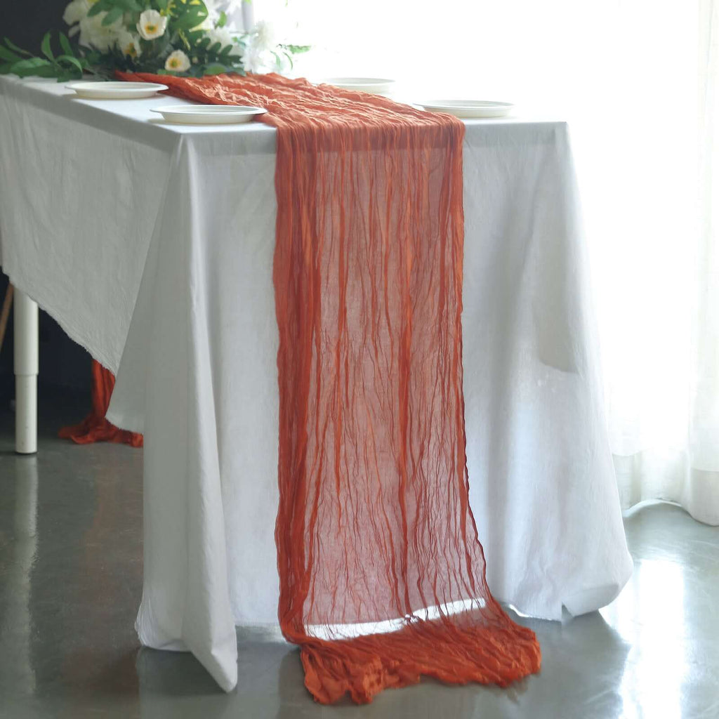 Gauze Cheesecloth 10ft Table Runner Terracotta (Rust) - Rustic Boho Style - Bell Racket Store