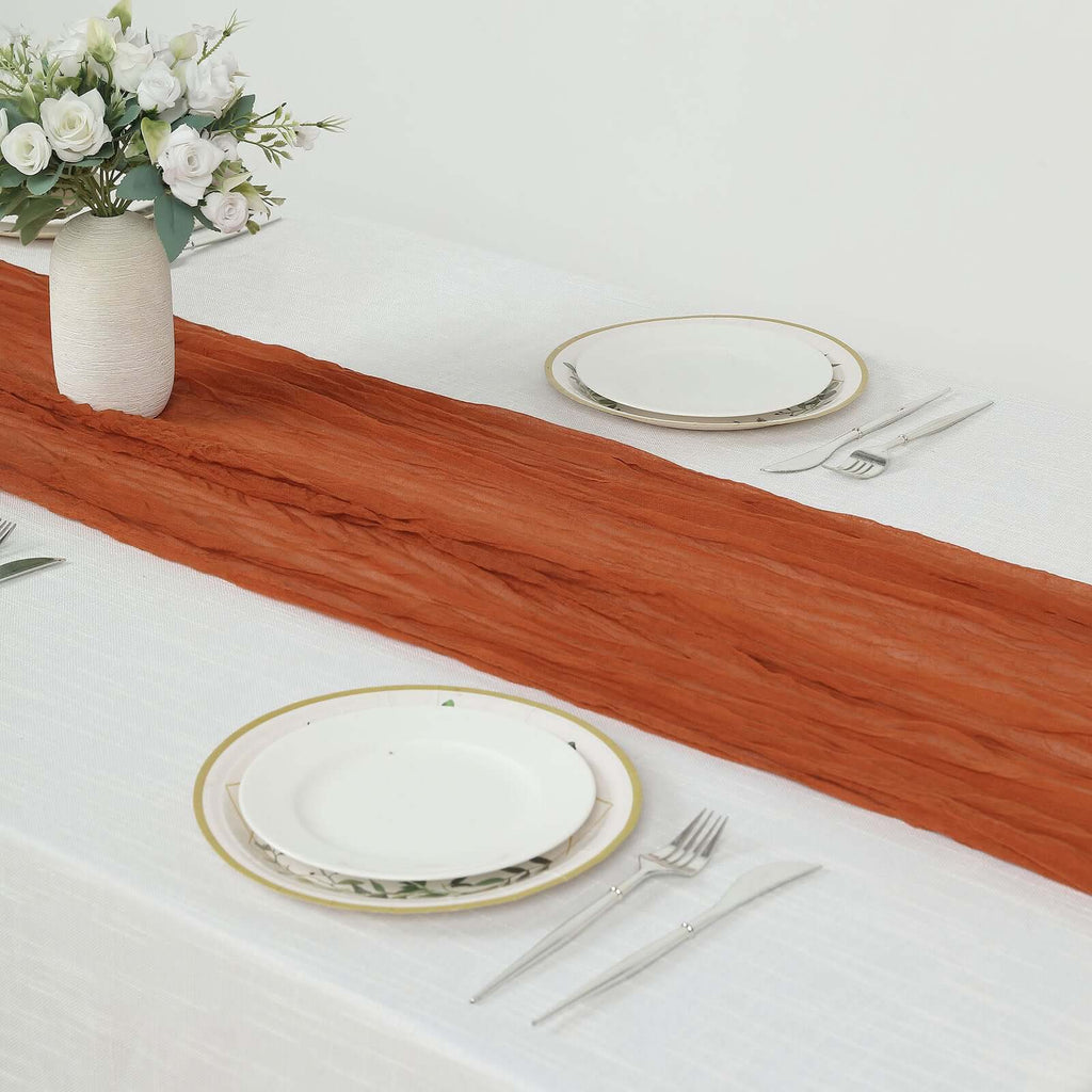 Gauze Cheesecloth 10ft Table Runner Terracotta (Rust) - Rustic Boho Style - Bell Racket Store