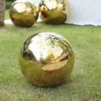 Gazing Globe Mirror Ball Reflective Hollow Stainless Steel Gold Sphere - Decorative Garden Accent Piece 20" - Bell Racket Store