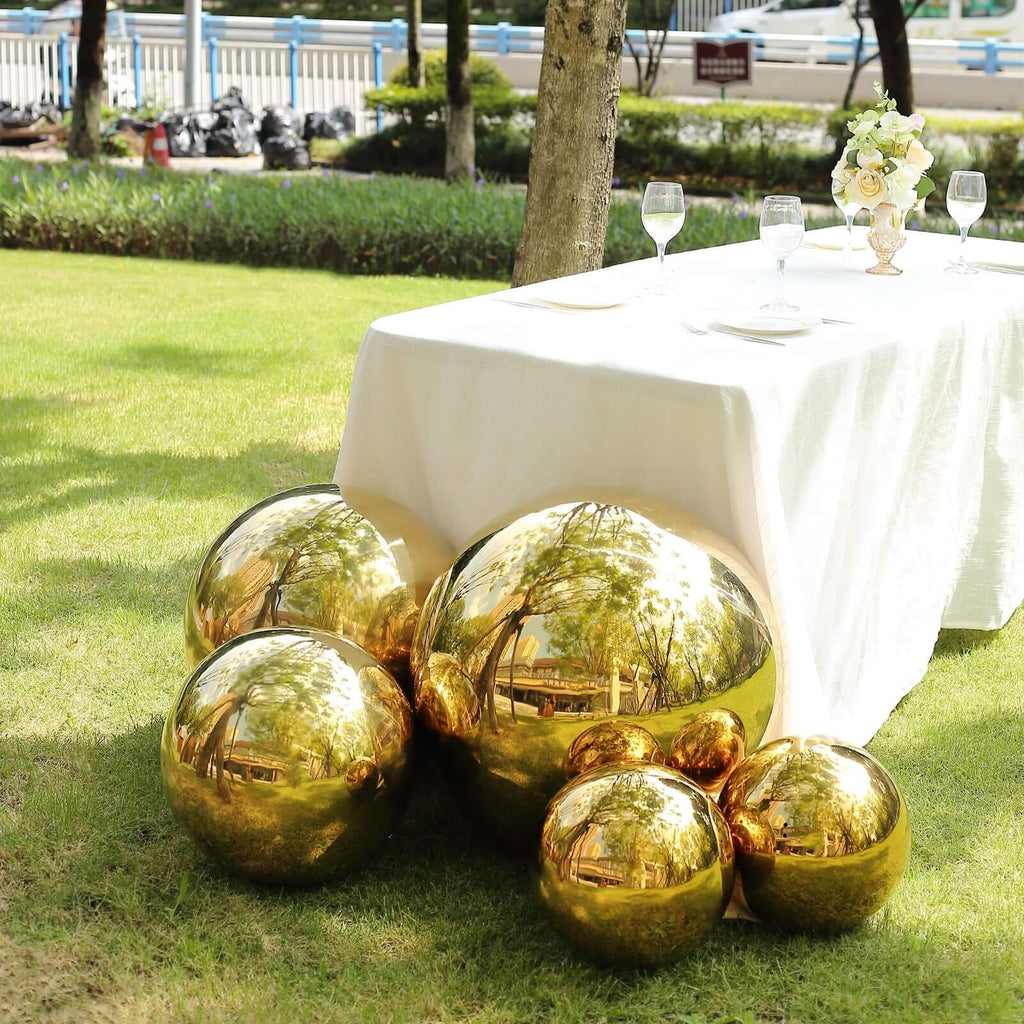 Gazing Globe Mirror Ball Reflective Hollow Stainless Steel Gold Sphere - Decorative Garden Accent Piece 20" - Bell Racket Store