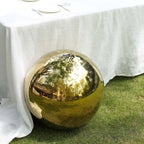 Gazing Globe Mirror Ball Reflective Hollow Stainless Steel Gold Sphere - Decorative Garden Display Ornament 22" - Bell Racket Store