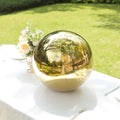 Gazing Globe Mirror Ball Reflective Hollow Stainless Steel Gold Sphere - Decorative Garden Display Piece 16" - Bell Racket Store