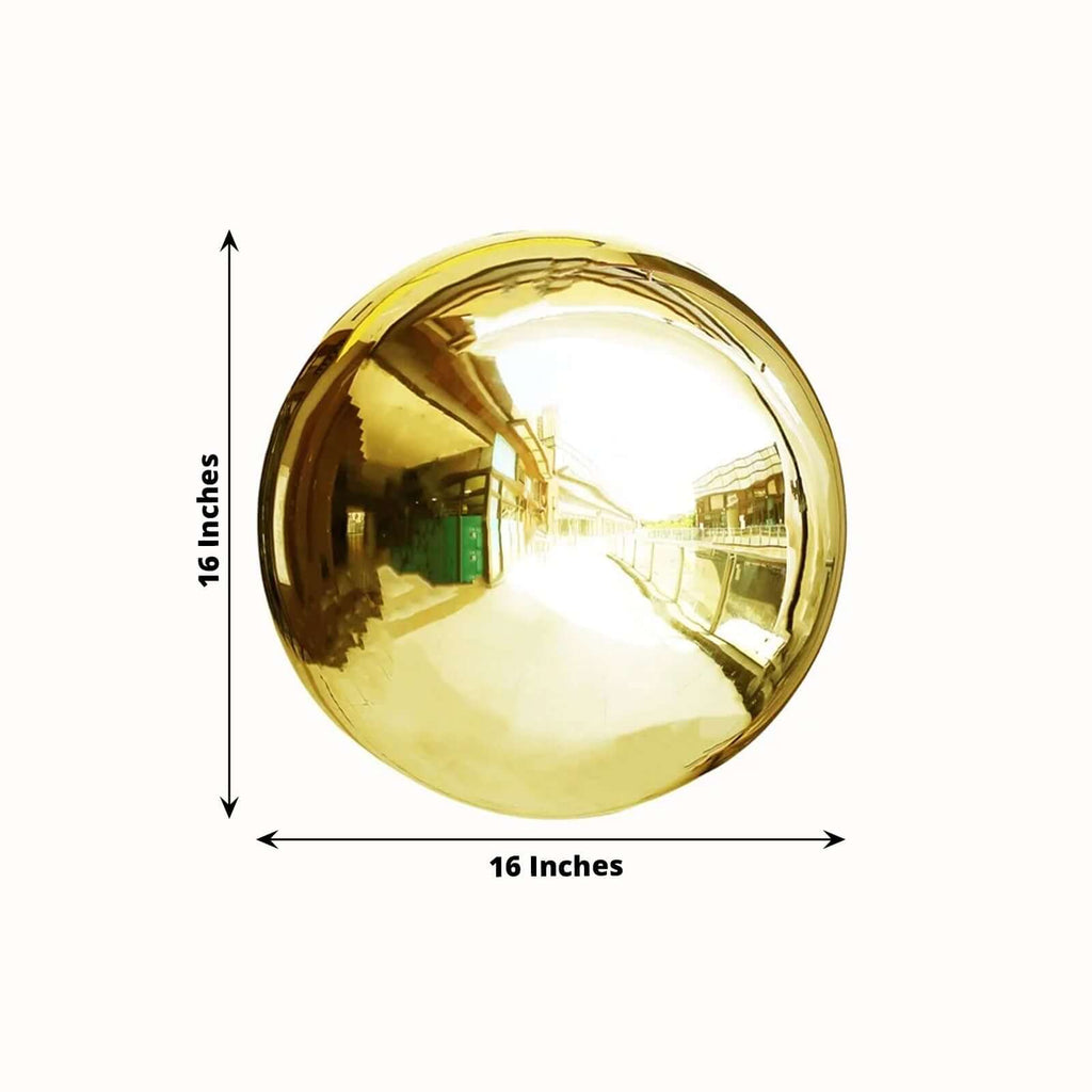 Gazing Globe Mirror Ball Reflective Hollow Stainless Steel Gold Sphere - Decorative Garden Display Piece 16" - Bell Racket Store
