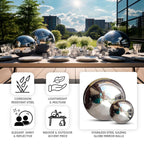 Gazing Globe Mirror Ball Reflective Hollow Stainless Steel Silver Sphere - Decorative Garden Accent Piece 20" - Bell Racket Store
