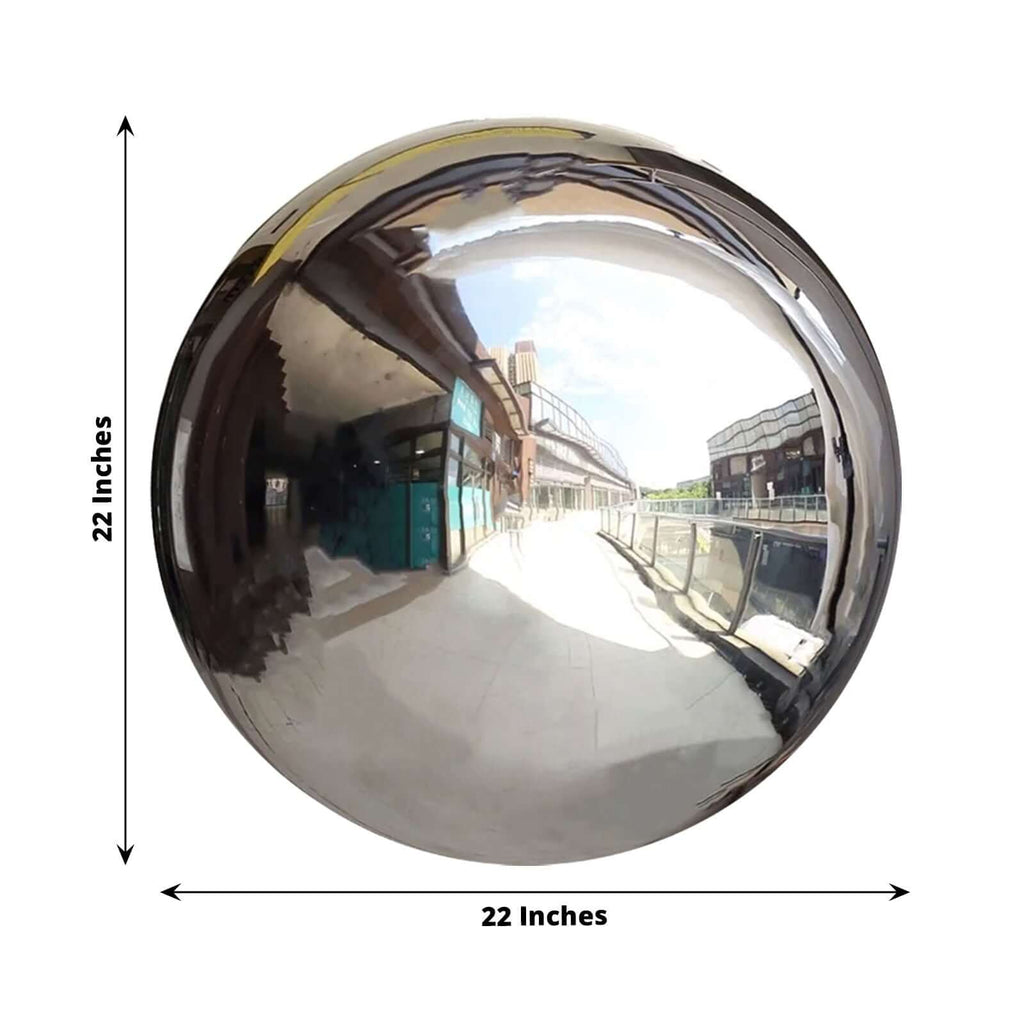 Gazing Globe Mirror Ball Reflective Hollow Stainless Steel Silver Sphere - Decorative Garden Display Ornament 22" - Bell Racket Store