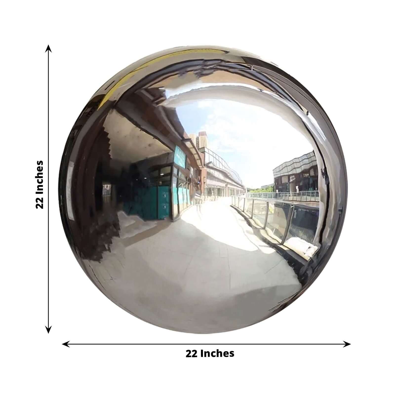 Gazing Globe Mirror Ball Reflective Hollow Stainless Steel Silver Sphere - Decorative Garden Display Ornament 22" - Bell Racket Store