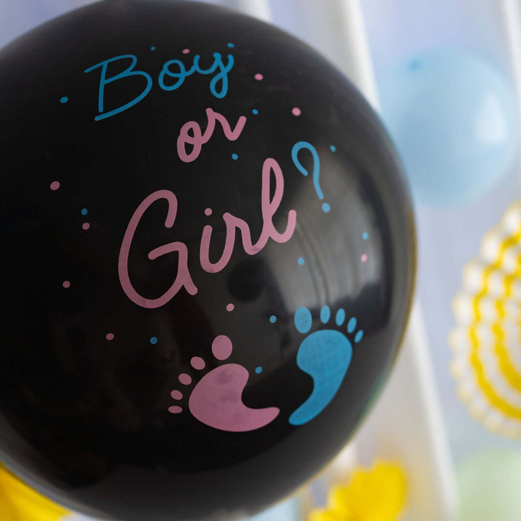 24" Gender Reveal Blue Confetti Filled Boy Or Girl Print Latex Balloon