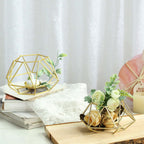 Set of 2 Candle Holders Metal Hexagon Geometric Design Gold - Modern Decorative Centerpieces for Tables 4"x3"