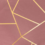 5 Pack Polyester 20"x20" Napkins Cinnamon Rose with Gold Geometric Foil Pattern - Modern Reusable Dinner Napkins